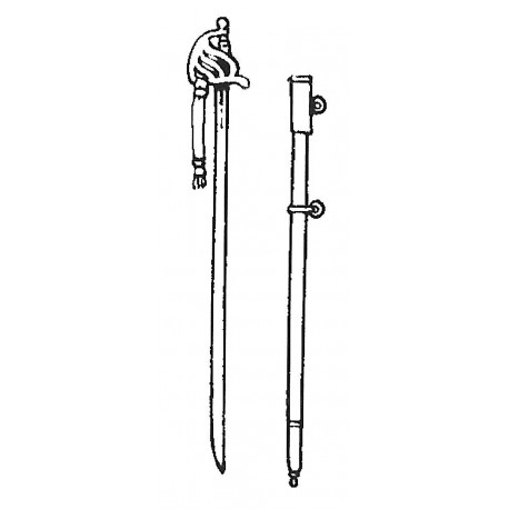 Straight sabre with 4 branch hilt guard